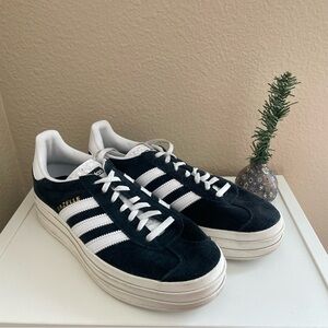Adidas Gazelle Bold Black and White Platform Sneakers Women 9